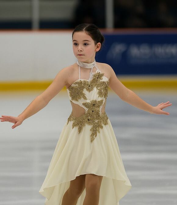 Handmade Other - Custom Girls 14 Ice Skating costume gold glitter floral halter dance competition